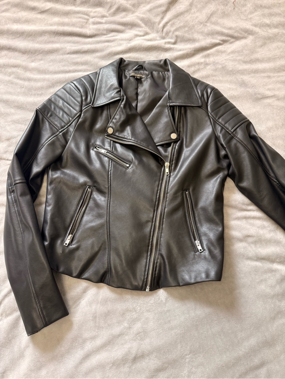 Shinestar Black Leather Moto Jacket